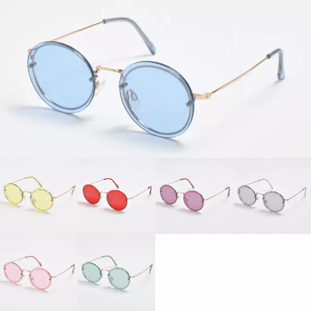 Vintage Round Tinted Sunglasses with Gold Metal Frames SK10481