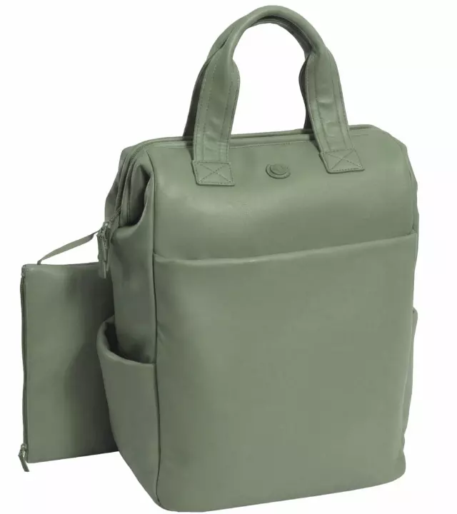Max Studio 18 Inch Smooth Faux Vachetta PU Workbook Backpack — 446-SEA MOSS