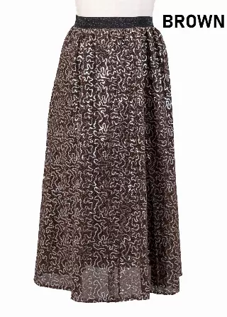 CHH-19014-17 - Women's Sequin Skirt High Waist Sparkle Party Cocktail Skirt (3-PCS PRE-PACK) — One Size Plus / Brown / 3-Pcs Per Pack