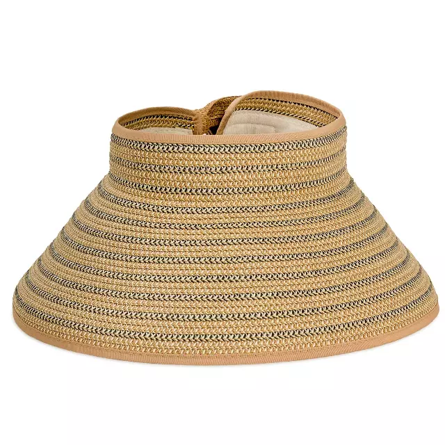 Magid Two Tone Straw Fold Up Roll Up Visor — BLACK/NATURAL