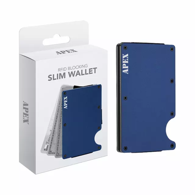 RFID Blocking Minimalist Scratch Resistant Slim Credit Card — Blue