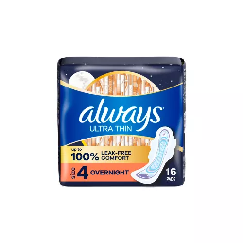 Always Ultra Thin Overnight Pads With Wings Size 4 16ct Case Pack 12