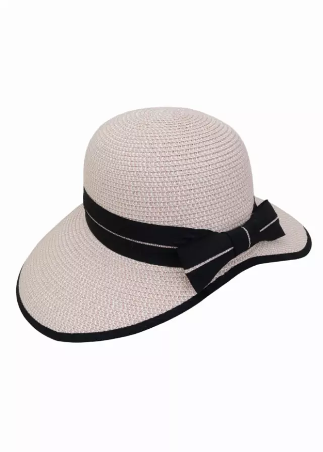 Magid Bow Two Tone Straw Bucket Hat — BLUSH