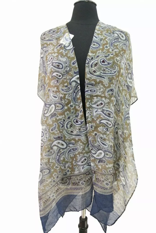 QC203 Paisley Print Spring Kimono — Navy