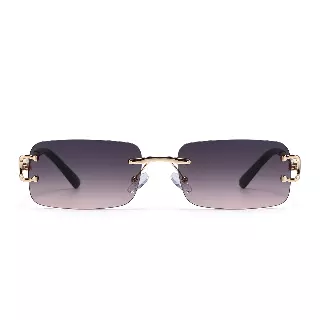 Trendy Unisex Gold Rimless Rectangle Sunglasses J11149