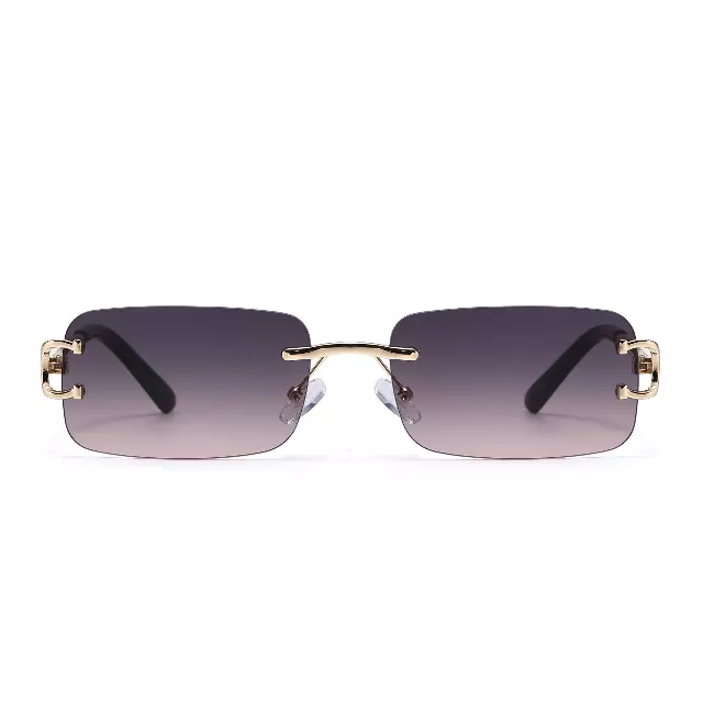 Trendy Unisex Gold Rimless Rectangle Sunglasses J11149
