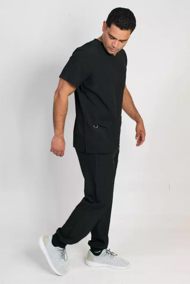 Orion | Men's 4-Pocket Top Rib Knit Cuff Jogger Set — Black / S