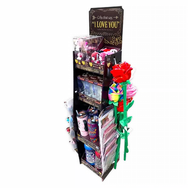Valentines Day Rose Plush and Gift Assortment Floor Display - 78 Pieces Per Retail Ready Display Kit 88615