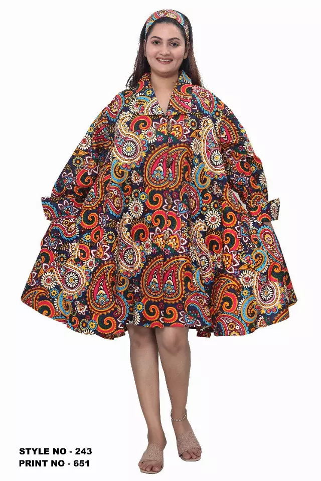 243 - NEW PRINT ALERT Big Button Authentic African Tunic Dress (3 PCS PRE-PACK) - $25.00 EACH — One Size (4 - 24) / Print-651