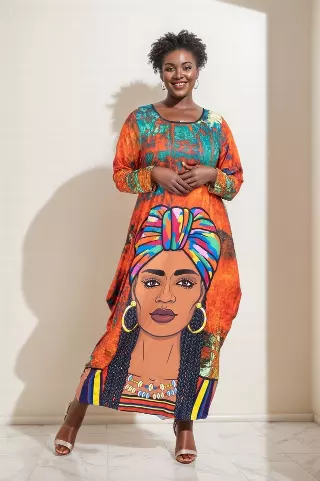 22113 ON SALE!!! Face Print Maxi Dress - One Size (3-PCS PRE-PACK) ($12.00 Each)