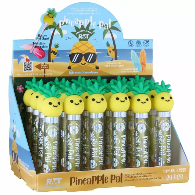 Romantic Beauty Pineapple Pal Shimmer Lip Oil - Wholesale Display 24 Units (L7223)