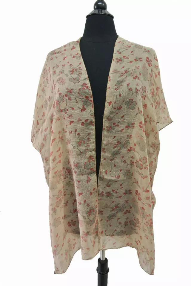 BF718 Floral Pattern Spring Kimono — Khaki