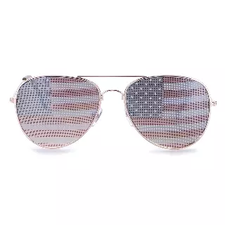 American Flag Aviator Sunglasses with Stars and Stripes Graphic Lenses J0894-Flag