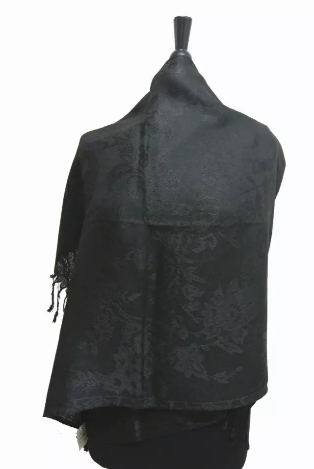 E195 Pattern Pashmina — black