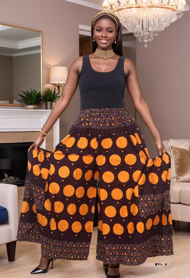 240 - NEW PRINT ALERT!! Ankara Palazzo Pants With Big Side Pockets (3 PCS PRE-PACK) - $20.00 Each — One Size (4 - 24) / Print-677