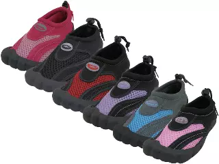 W2285L-A - Wholesale Women's "Wave" Nylon Upper With TPR. Outsole Barefoot Water Shoes — Assorted - Black, Pink, Red, Fuchsia, Purple & Lt. Blue (W2285L-A) / 6-11 Assorted
