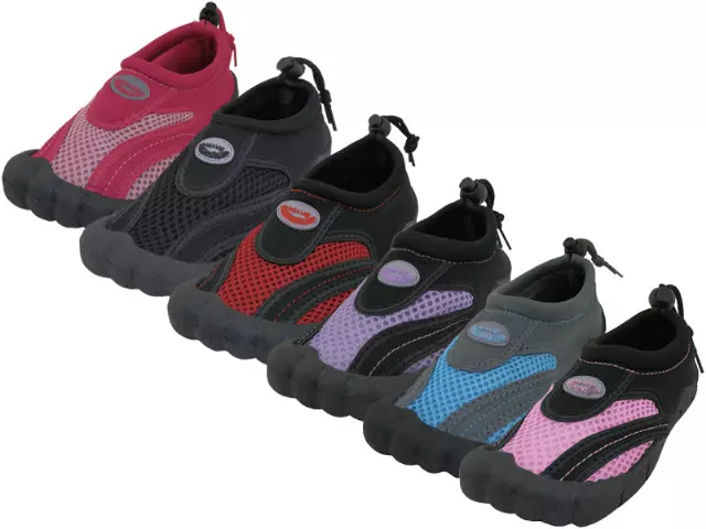 W2285L-A - Wholesale Women's "Wave" Nylon Upper With TPR. Outsole Barefoot Water Shoes — Assorted - Black, Pink, Red, Fuchsia, Purple & Lt. Blue (W2285L-A) / 5-10 Assorted