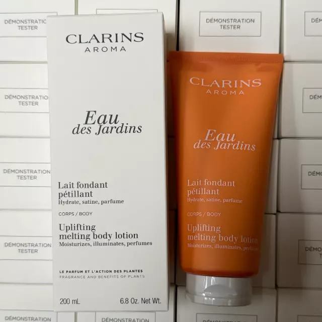 WHOLESALE CLARINS EAU DES JARDINS UPLIFTING MELTING BODY LOTION TESTER BOX 6.8 OZ - 50 PIECE LOT