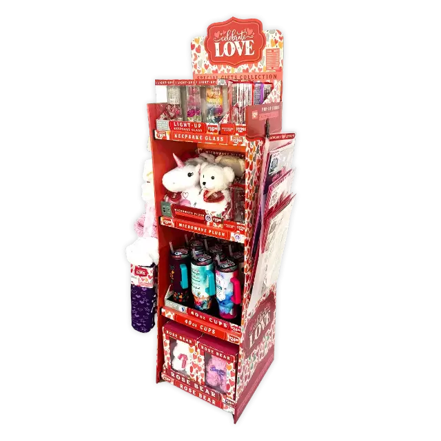 Valentines Day Glass and Gift Assortment Floor Display - 57 Pieces Per Retail Ready Display Kit 88574