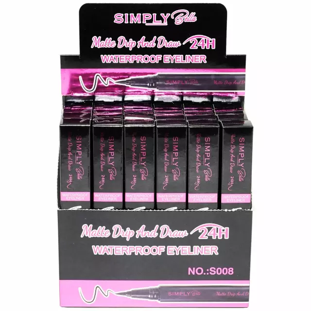 Simply Bella Matte Drip And Draw 24h - Waterproof Eyeliner - Wholesale Display 24 Units (S008)