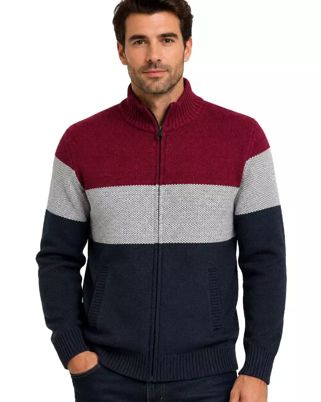 Men's Striped Bonded Sweater — S-M-L-XL-2X / Black W09