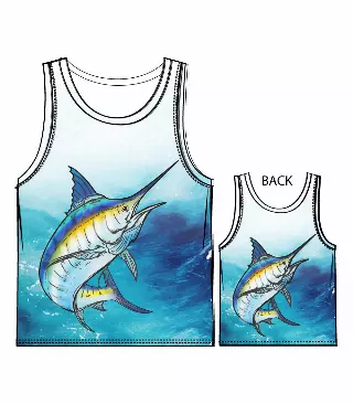 Men Performance Muscle Tank Top Fish Graphic-7558409