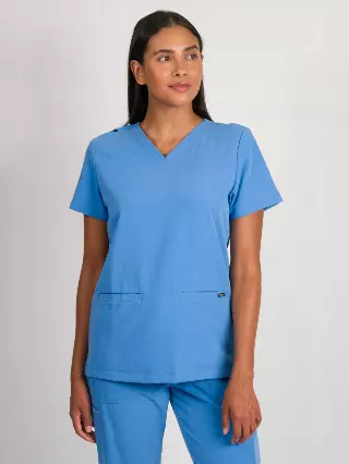 Sofia | Slim 3 Pocket Scrubs Top — Ceil / 2XL
