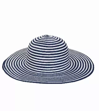 Magid Striped Straw Floppy Sun Sun Hat — NAVY/WHITE