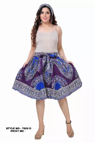7009 - Ankara Skirt Dashiki Print African Wax Skirt (3-PCS PRE-PACK) - $15.00 Each — One Size (4-18) / Purple / 3-Pcs Per Pack