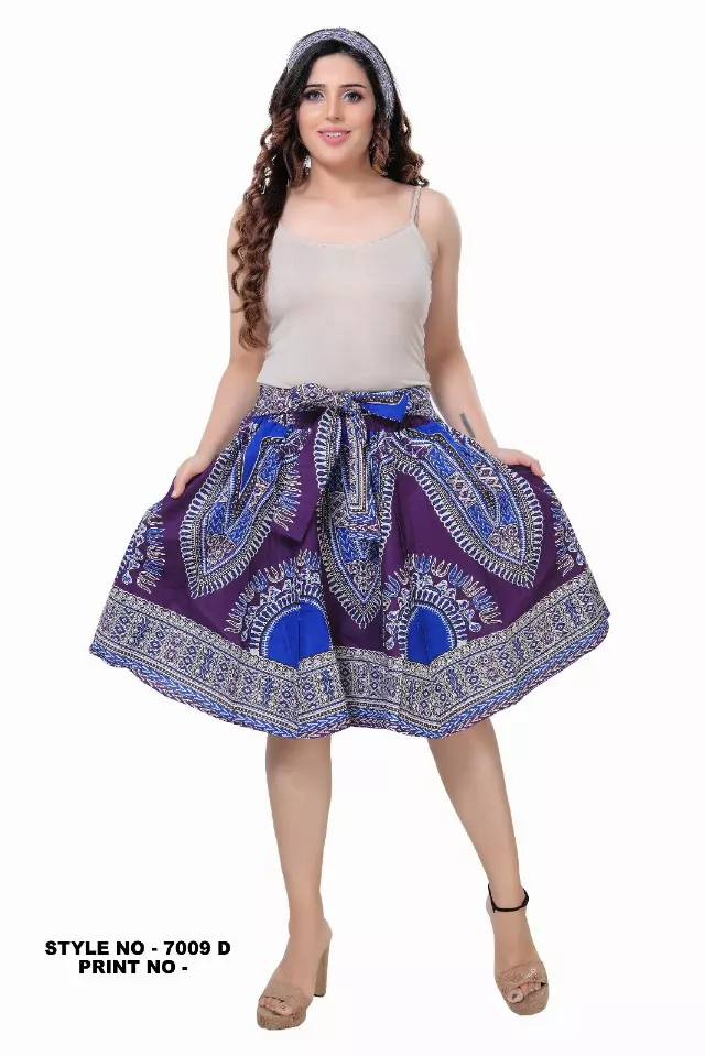 7009 - Ankara Skirt Dashiki Print African Wax Skirt (3-PCS PRE-PACK) - $15.00 Each — One Size (4-18) / Purple / 3-Pcs Per Pack