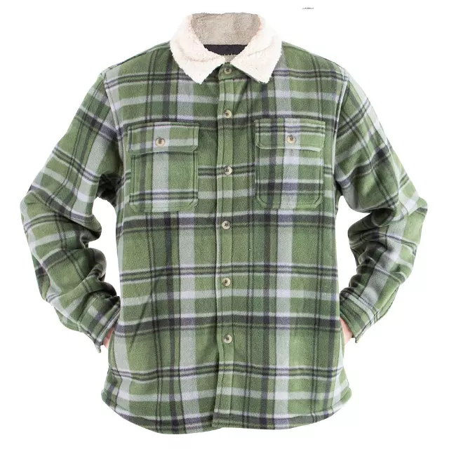 Men’s Plaid Heavy Weight Shacket Plus Size - Style #MFJ506X - $16.00/Unit - 12PCS/CS - PLEASE SEE DESCRIPTION — Green Plaid