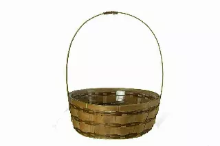 MS1707-12 – 12” Round Woodchip slat basket with handle w/Liner-“each” Min 12 – Case 24 pcs