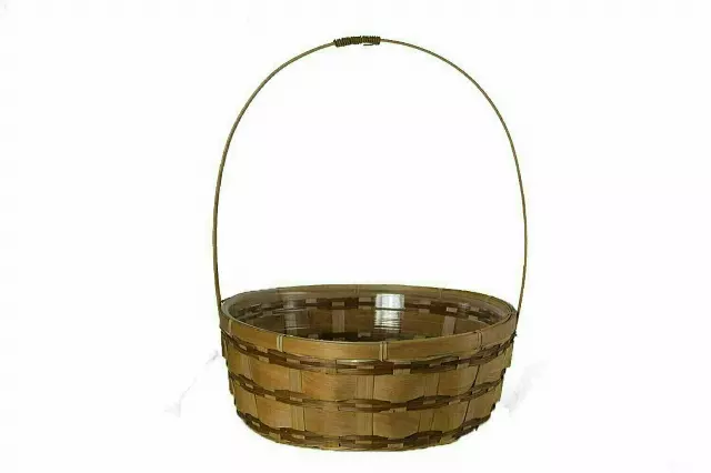 MS1707-12 – 12” Round Woodchip slat basket with handle w/Liner-“each” Min 12 – Case 24 pcs