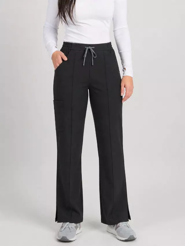 6 Pocket Straight Leg Flat Front Waist Scrub Pant with Pintuck Detail — M