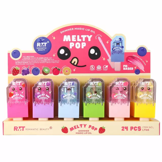 Romantic Beauty Melty Pop Shimmer Magic Lip Oil - Wholesale Display 24 Units (L7165)