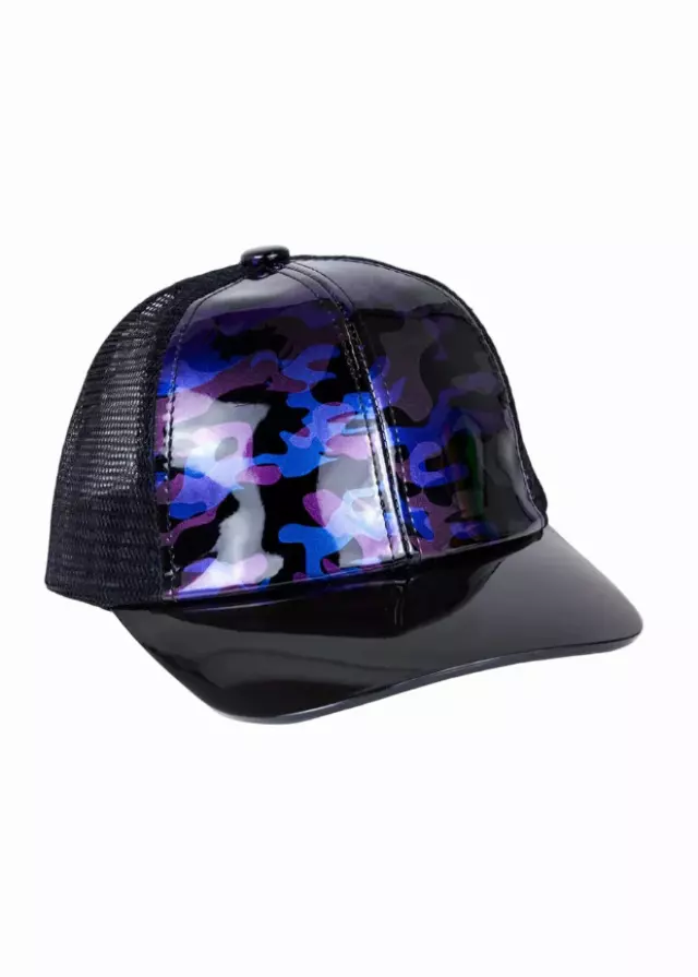 Magid Patent Camo Print Acrylic Brim Baseball Cap — NAVY