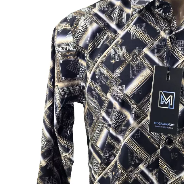 Megaannum - Men’s Slim Fit Printed Casual Shirt – Spread Collar