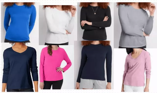 #262-H-9133 Hanes Women’s Crew Neck & V-Neck Long Sleeve Tee – $1.50 each (48 Pieces)