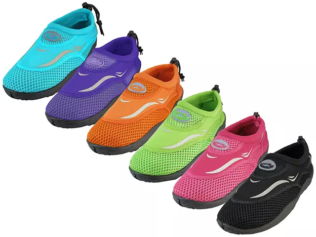 W1182L-A - Wholesale Women's "Wave" Nylon Upper With TPR. Outsole Water Shoes — Assorted - Gray, Purple, Green, Fuchsia, Blue & Orange (W1182L-A) / 6-11 Assorted
