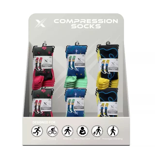 24-PAIRS COMPRESSION SOCKS WITH FREE DISPLAY · SKU XX-DISPLAY-STR