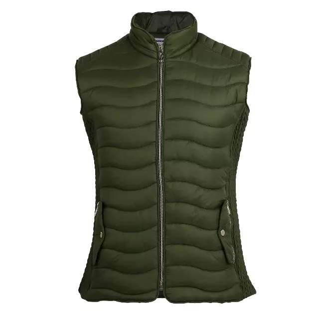 Women’s Solid Berber Lined Puffer Vest with Expandable Sides Plus Size- Style #LV1701X - $11.90/Unit 12 PC — S-XL (WHOLESALE) / Olive