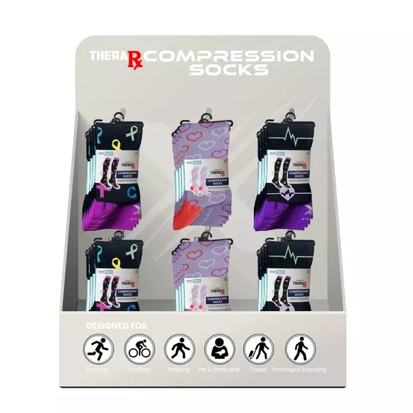 COMPRESSION SOCKS WITH FREE DISPLAY (24-PAIRS) · SKU XX-DIS-BAS