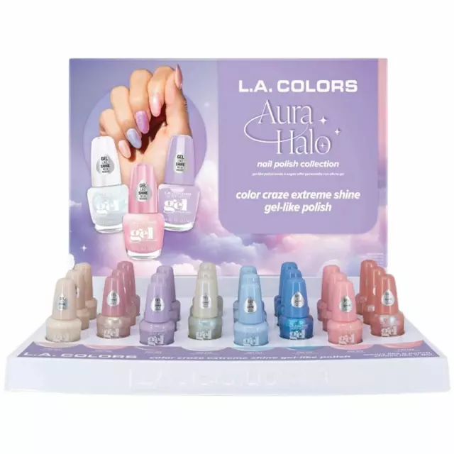 L.A. Colors Aura Halo Nail Polish Collection - Wholesale Display 24 Units (CPD830)