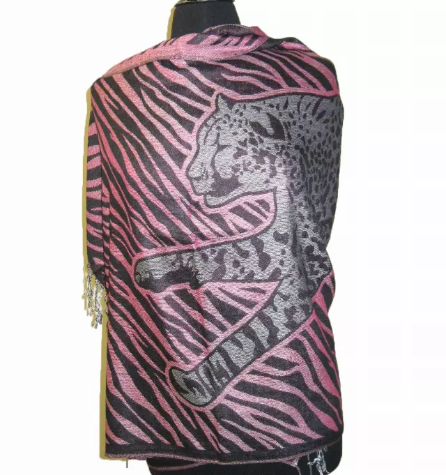 1903 Cheetah Pattern Pashmina — burgundy