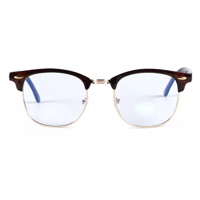 Browline Blue Light Blocking Glasses with Thin Temples and Corner Accents P1947-BLB