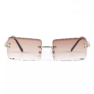 Fashion Metal Rimless Square Sunglasses with Gradient Lenses J10708