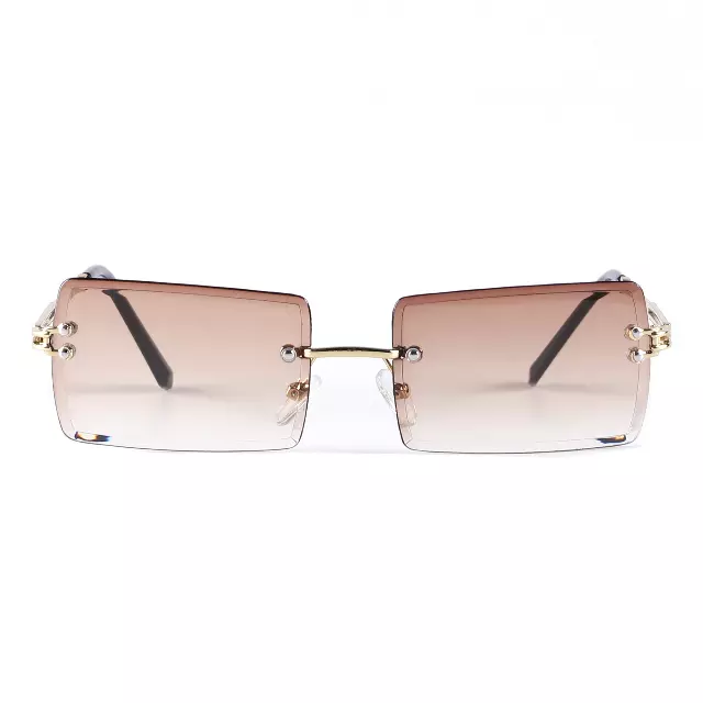 Fashion Metal Rimless Square Sunglasses with Gradient Lenses J10708