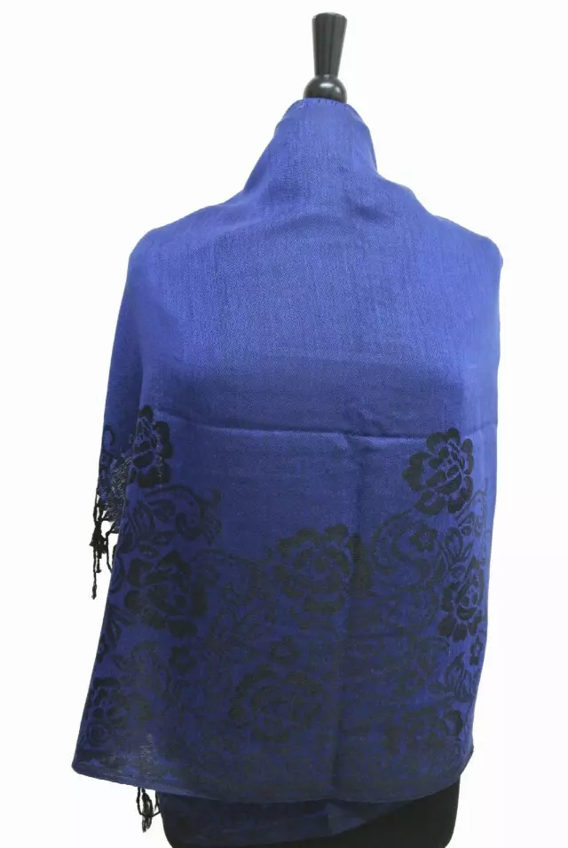 E588 Pattern Pashmina — Royal Blue