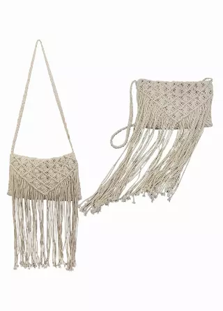 Magid Natural Cotton Macrame Fringe Crossbody — 002-NATURAL