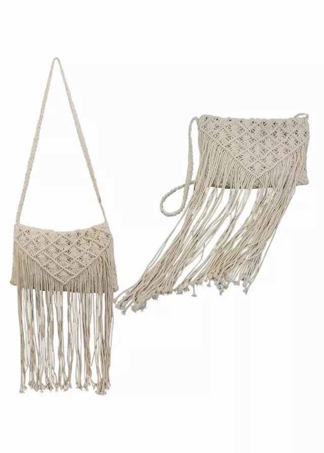 Magid Natural Cotton Macrame Fringe Crossbody — 002-NATURAL